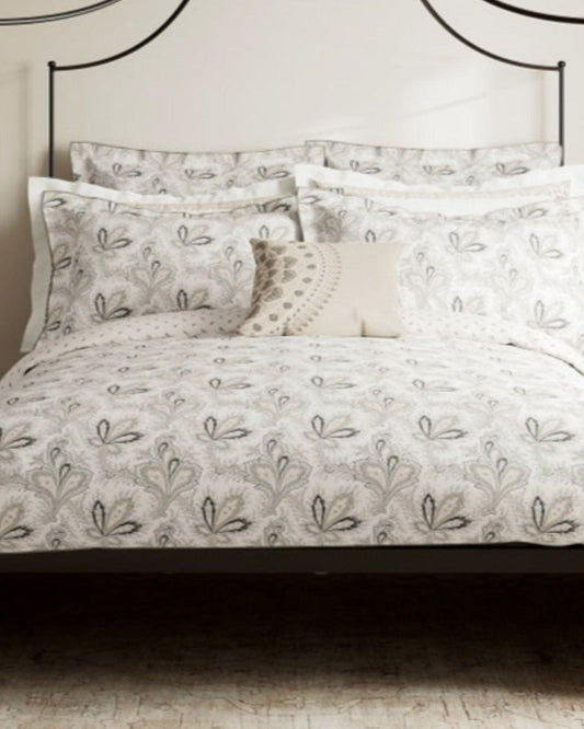 V & A "Aarya" Duvet Cover in Soft Ivory & Slate