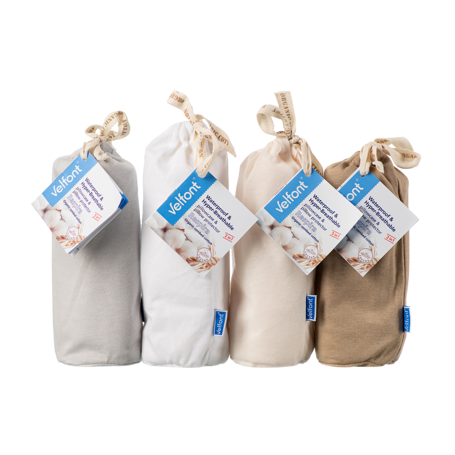 Velfont "Respira" 100% Organic Cotton Pillowcase (Multiple colours)