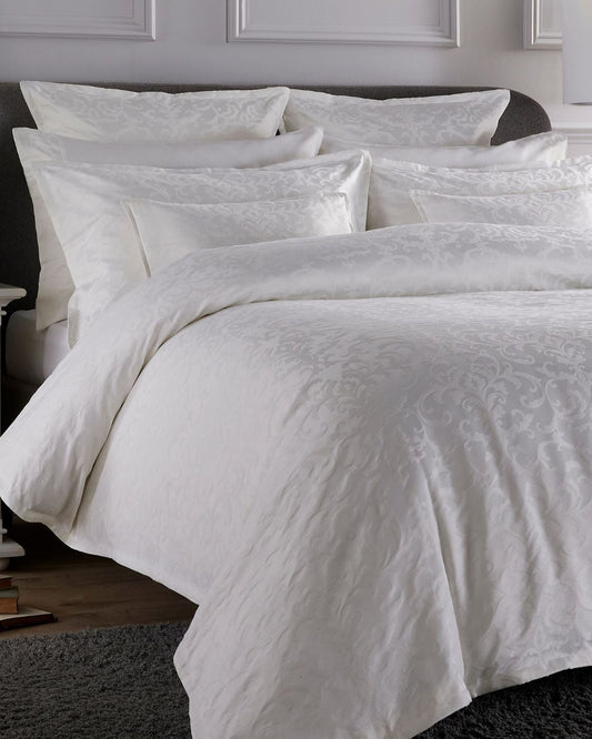 Christy "Venice" Jacquard Duvet Cover Sets in White