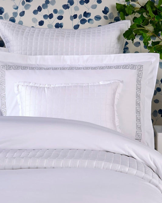 Christy "Verina" Duvet Cover Sets - White with Silver Embroidery