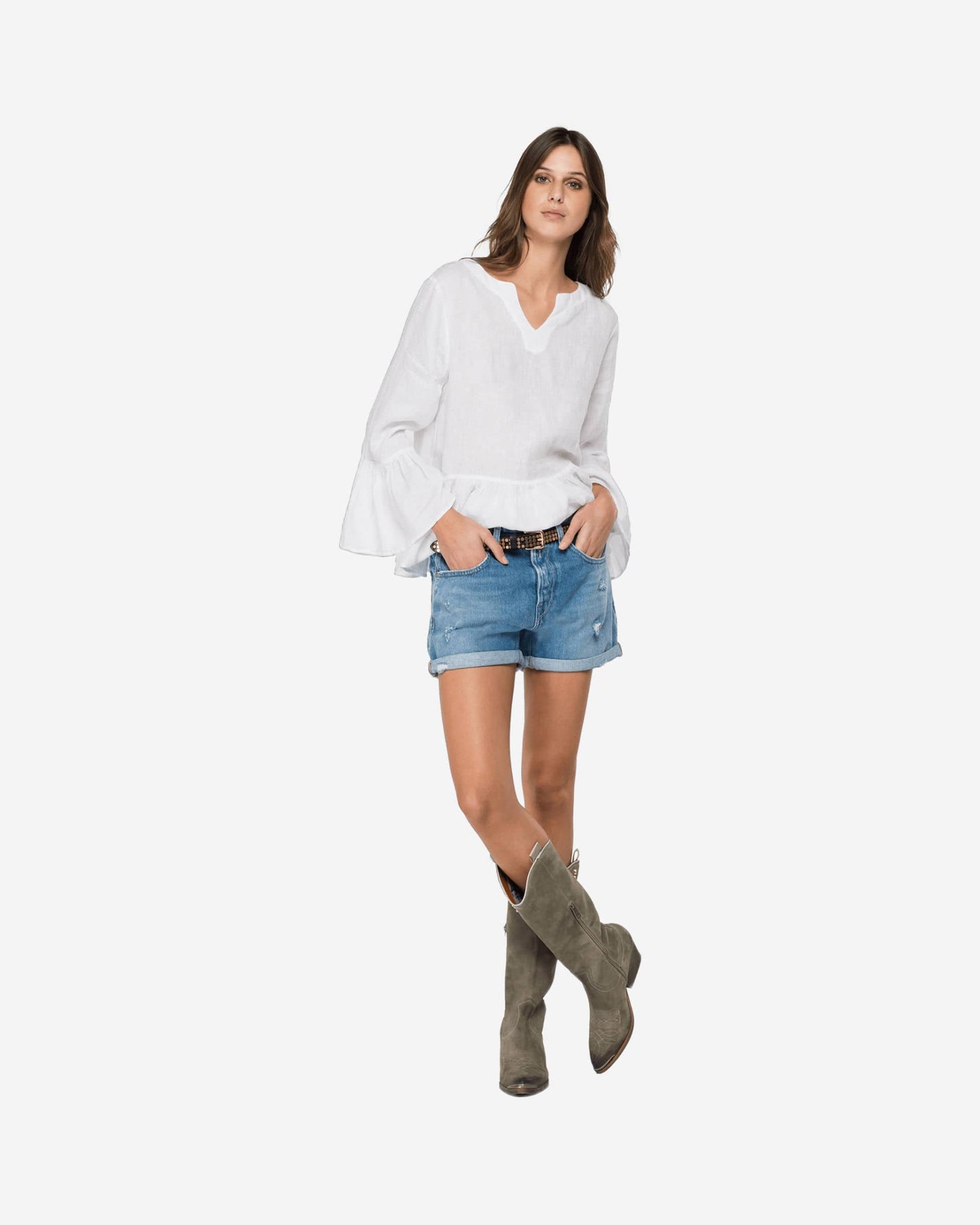 Essential Linen Shirt With Frills