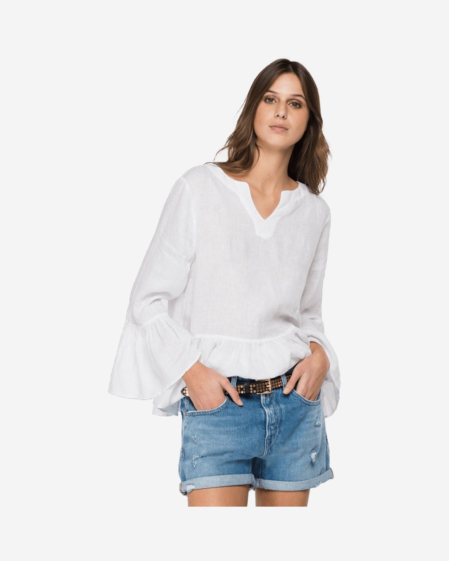 Essential Linen Shirt With Frills