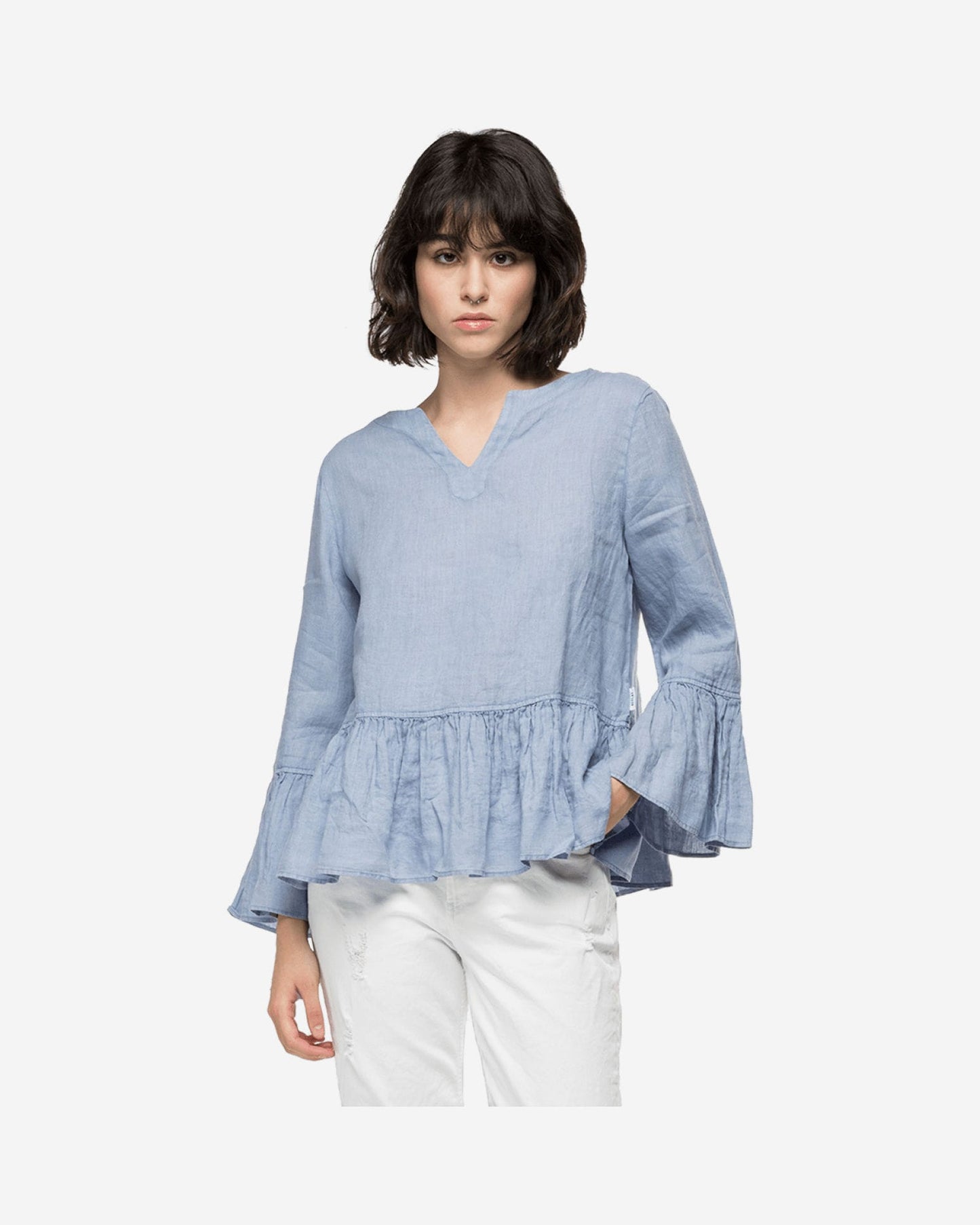 Essential Linen Shirt With Frills