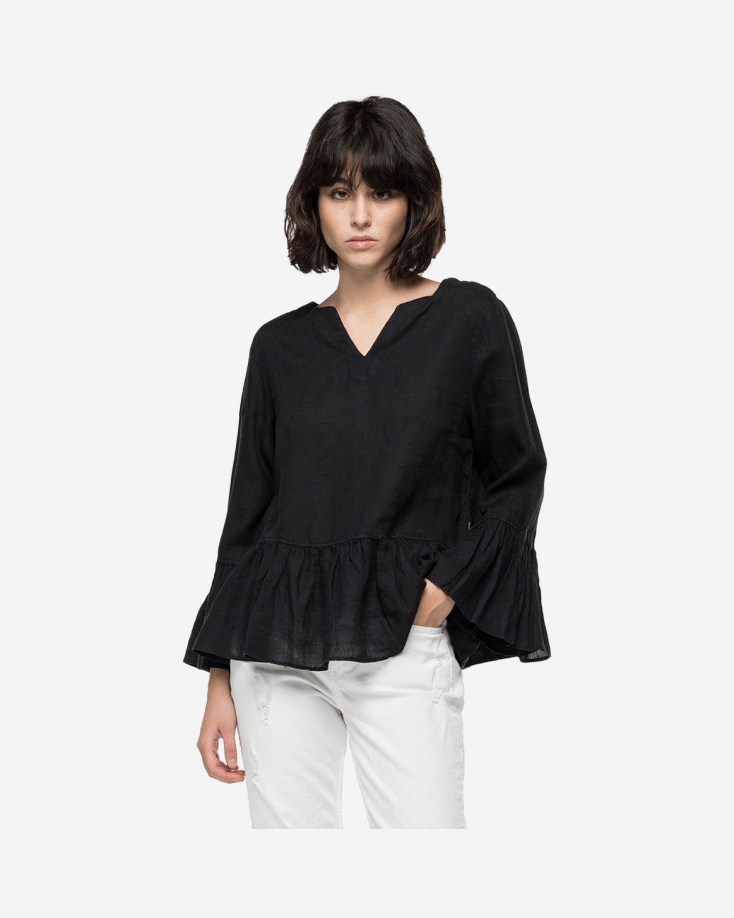 Essential Linen Shirt With Frills