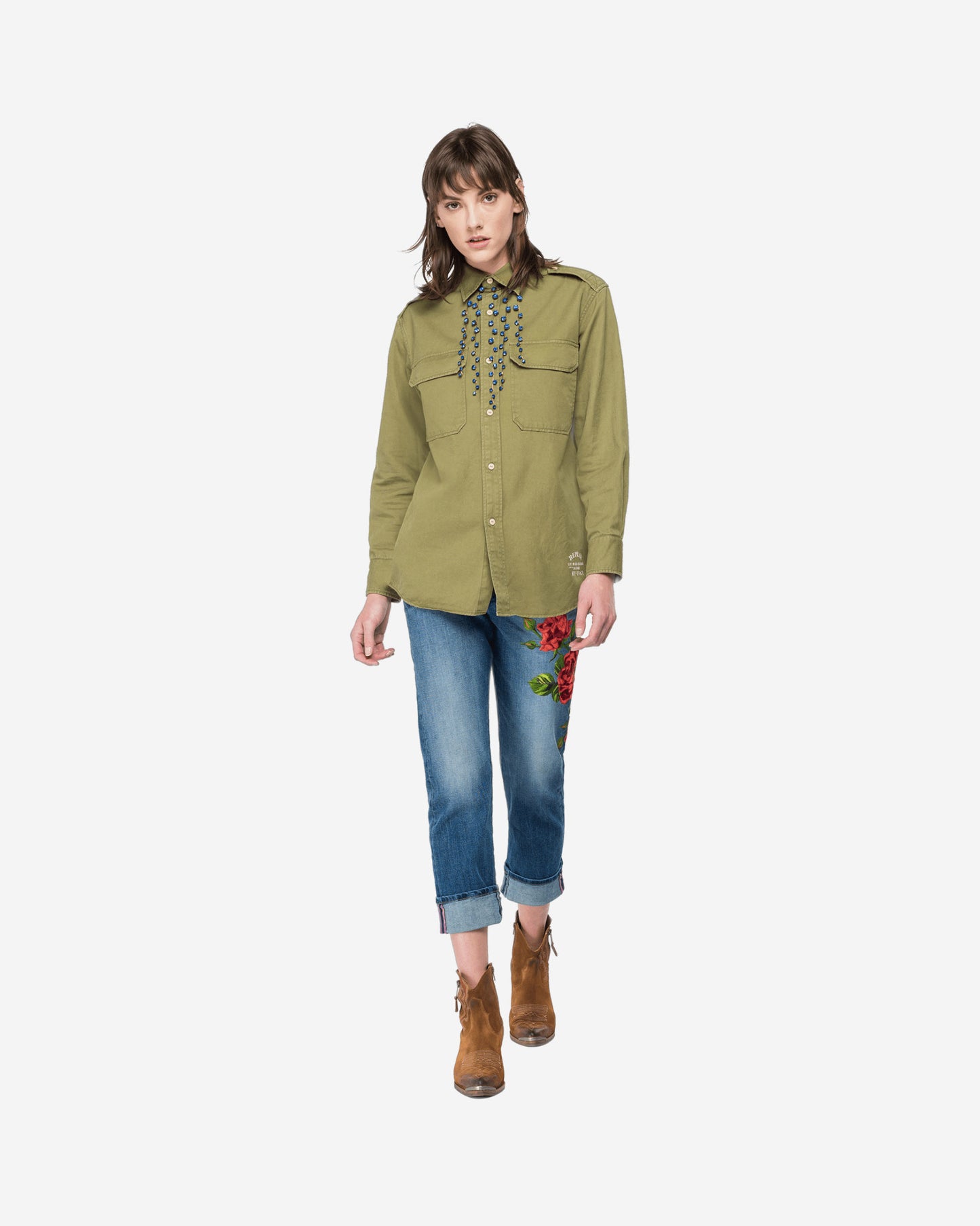 Boy Fit Shirt In Cotton And Linen