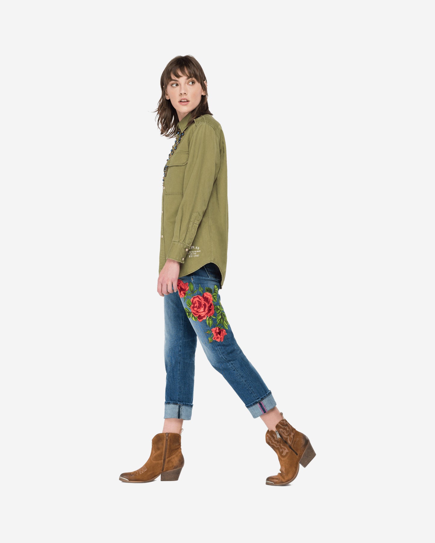 Boy Fit Shirt In Cotton And Linen