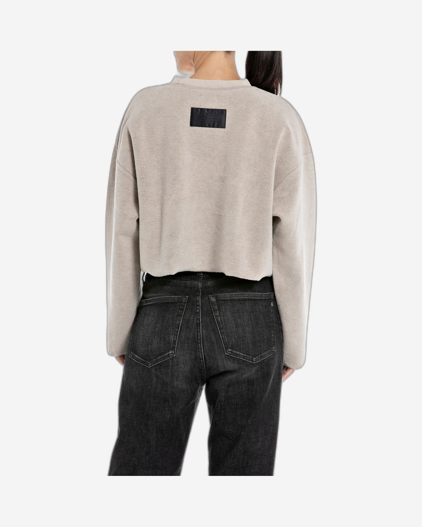 Cropped Sweatshirt With Brushed Effect
