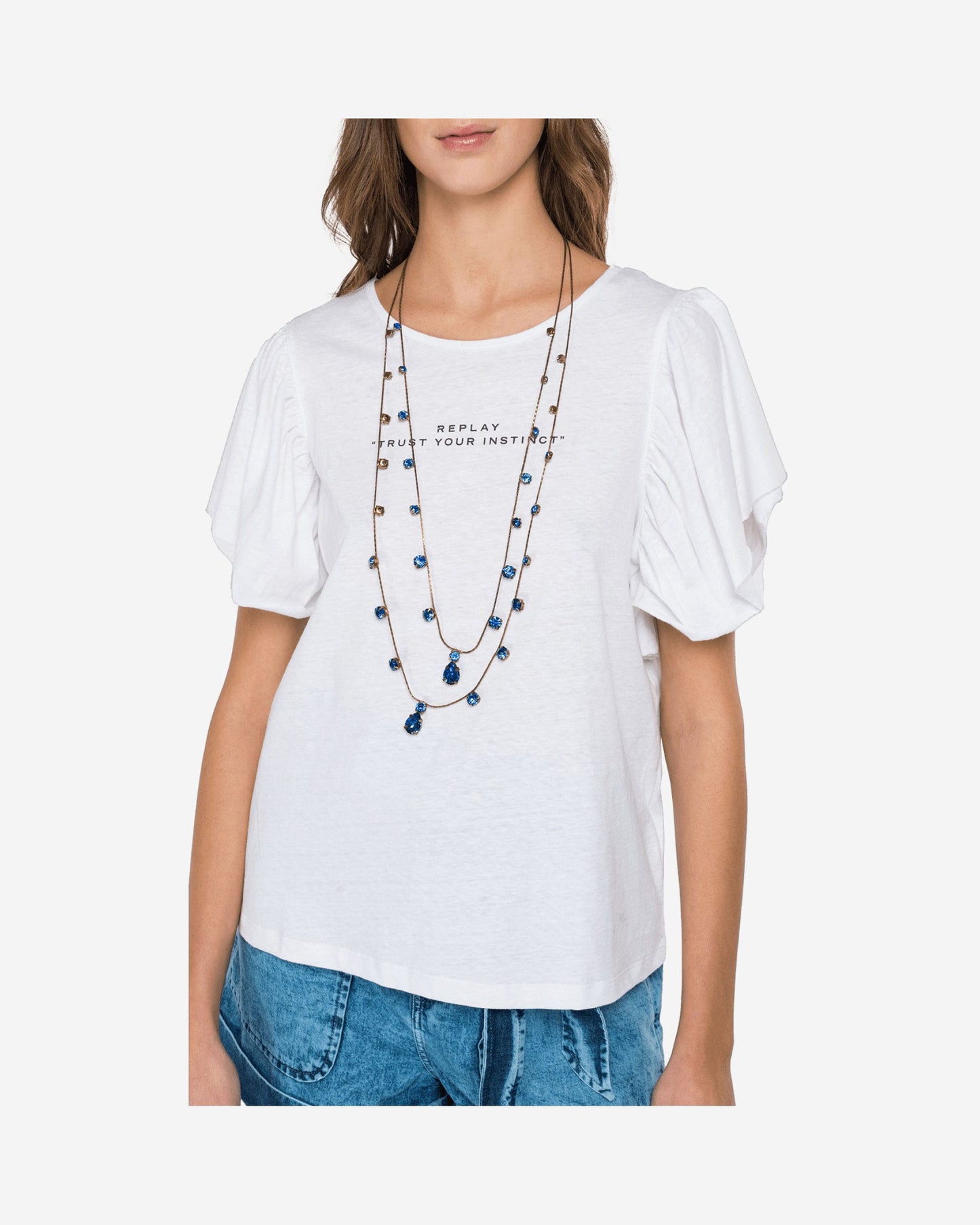 Replay T-Shirt With Pleated Sleeves