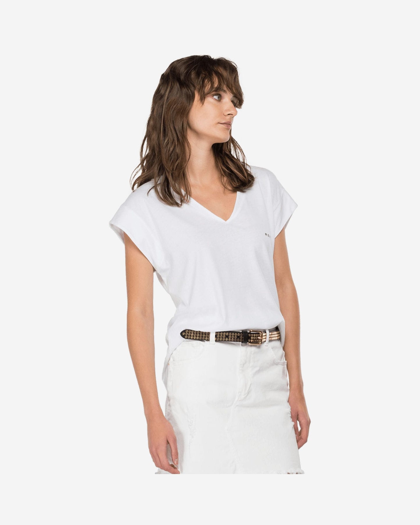 V-Neck T-Shirt With Replay Print
