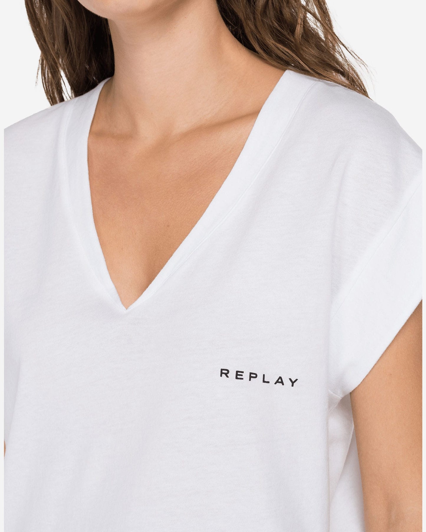 V-Neck T-Shirt With Replay Print