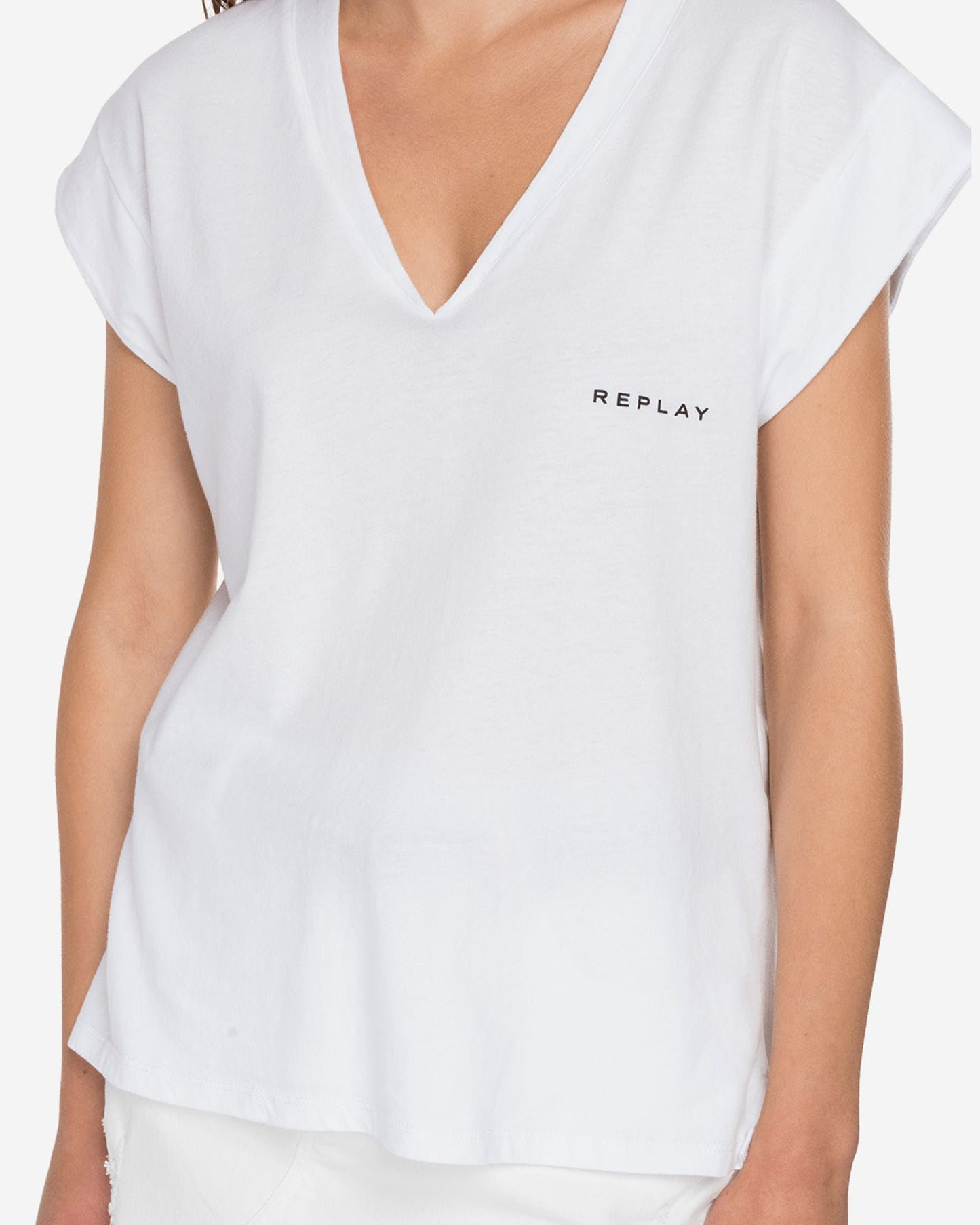 V-Neck T-Shirt With Replay Print