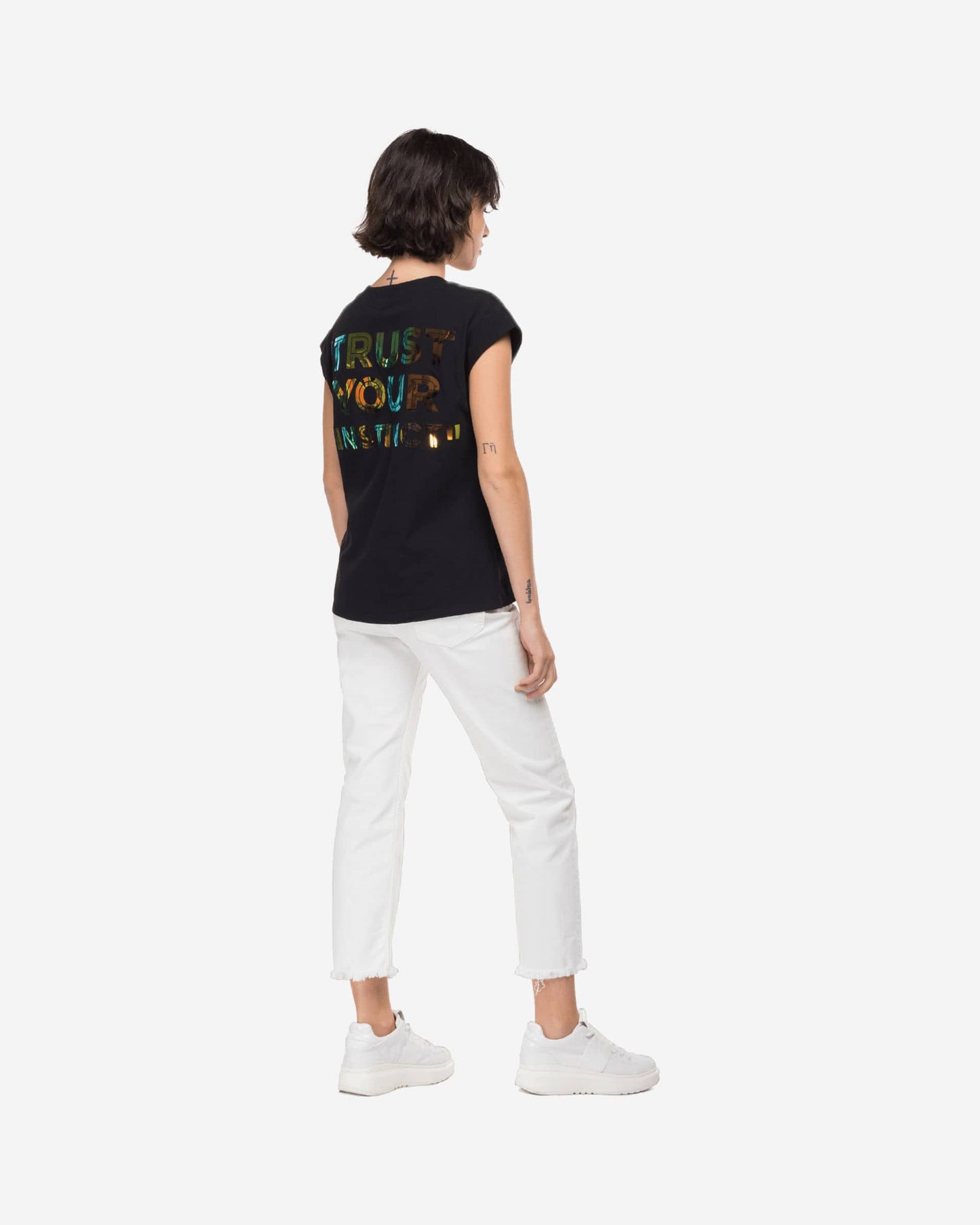 V-Neck T-Shirt With Replay Print