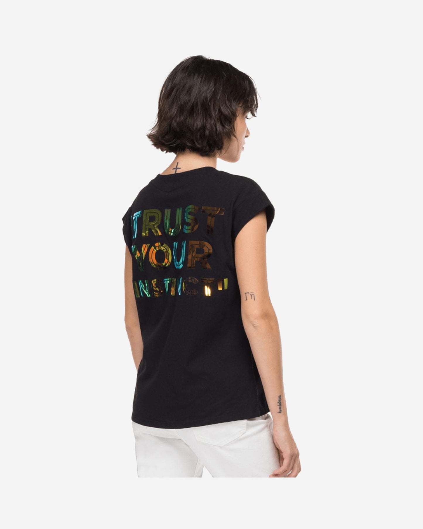 V-Neck T-Shirt With Replay Print