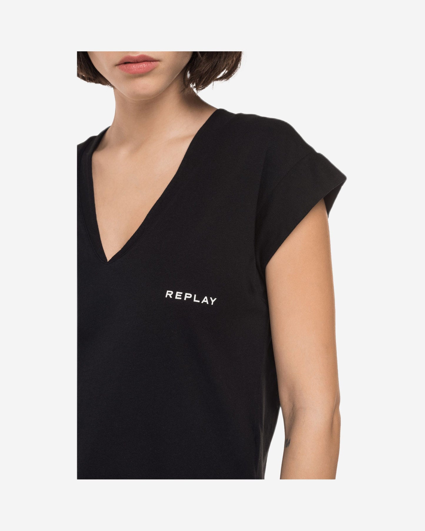 V-Neck T-Shirt With Replay Print