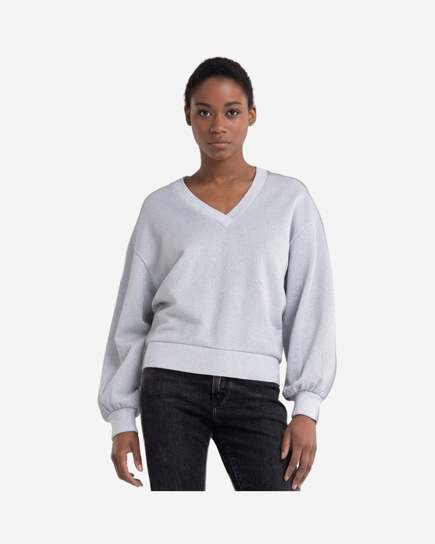 Lurex Sweatshirt With Puffed Sleeves
