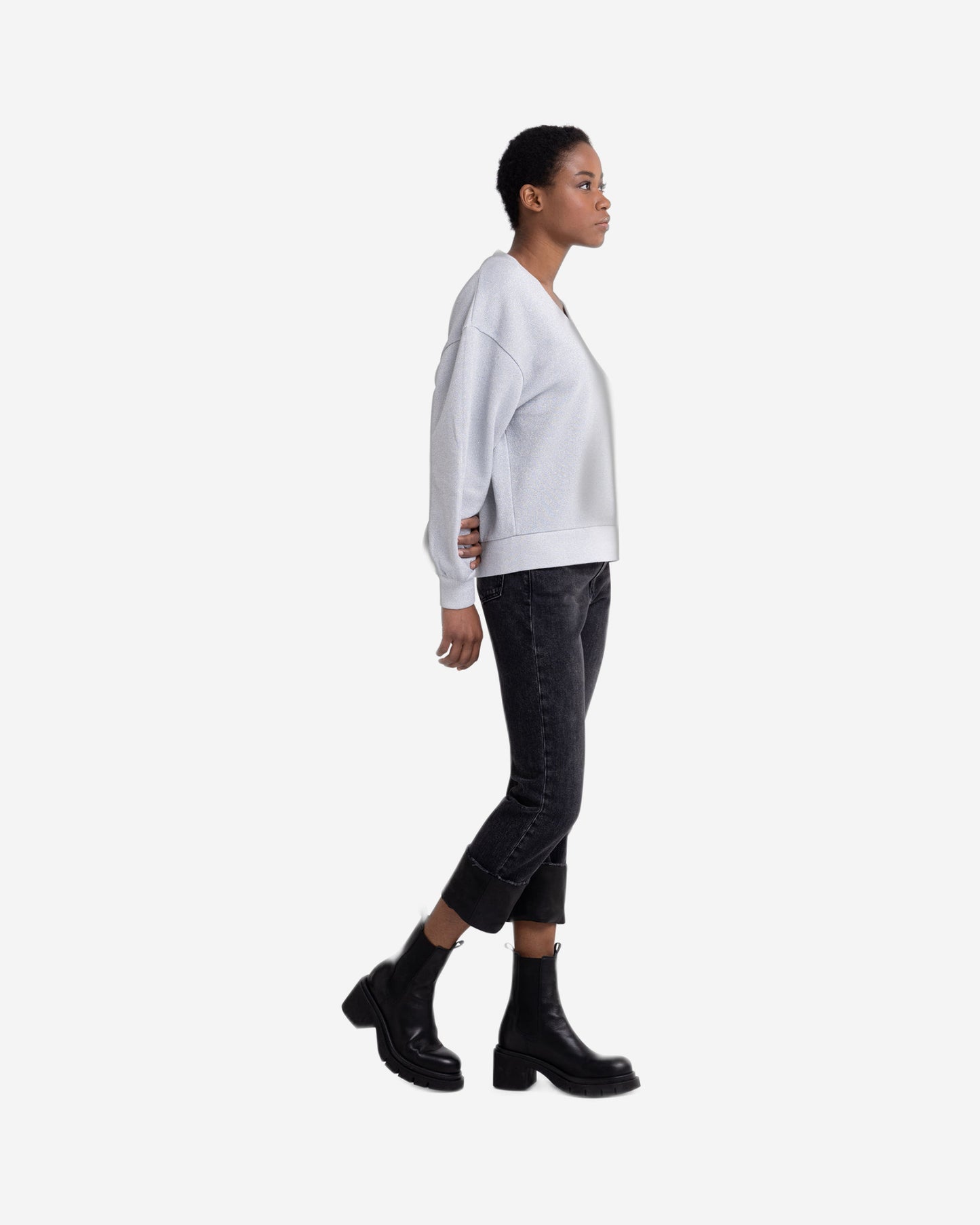 Lurex Sweatshirt With Puffed Sleeves