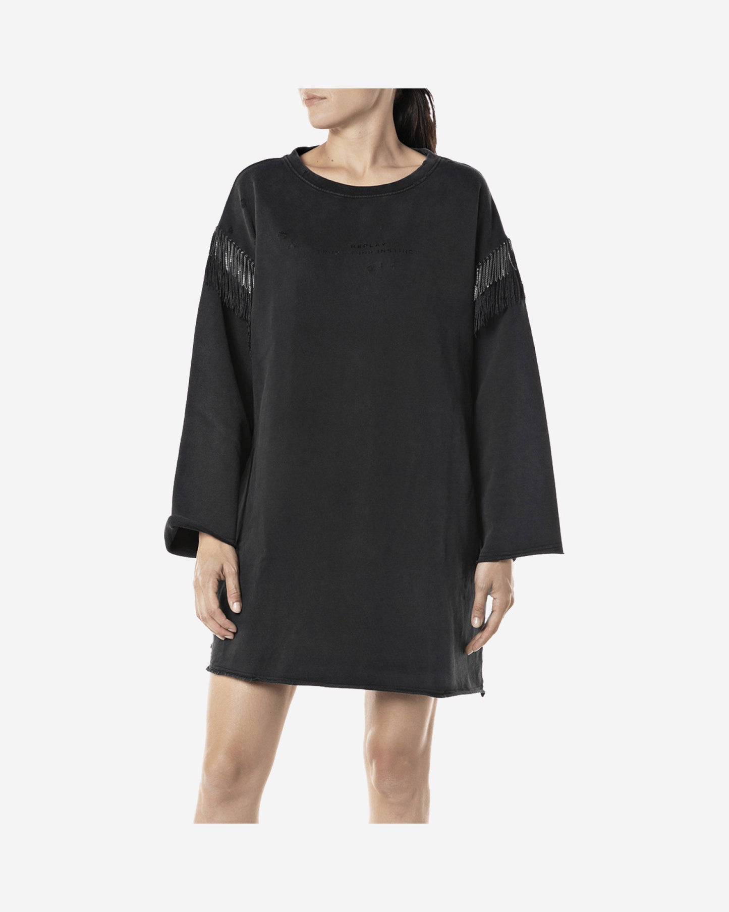 Oversized Long Sweatshirt With Fringes
