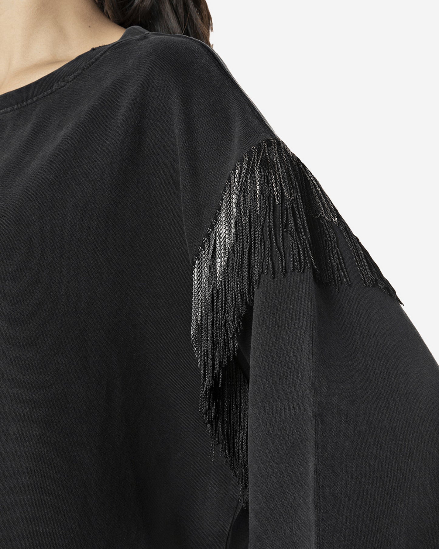 Oversized Long Sweatshirt With Fringes