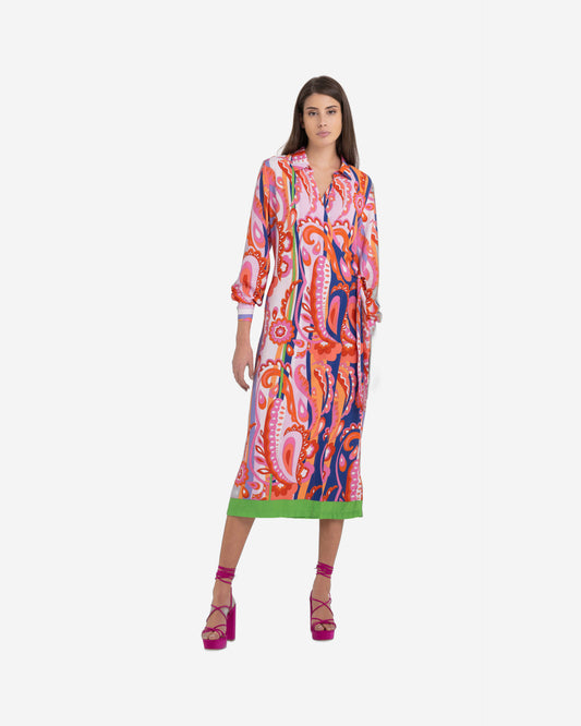 Viscose Shirt-Dress With All-Over Print