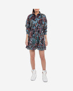 Printed Shirt-Dress With Frill