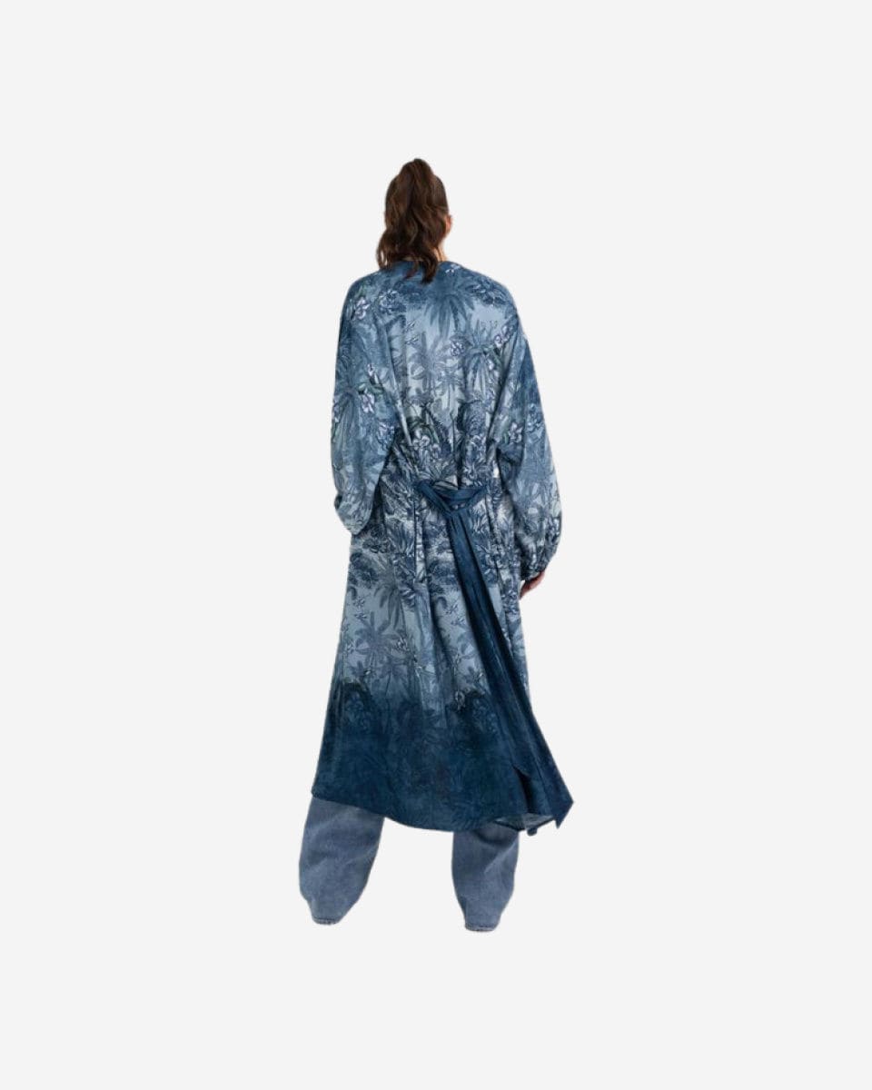 Printed Kimono Dress In Viscose Satin