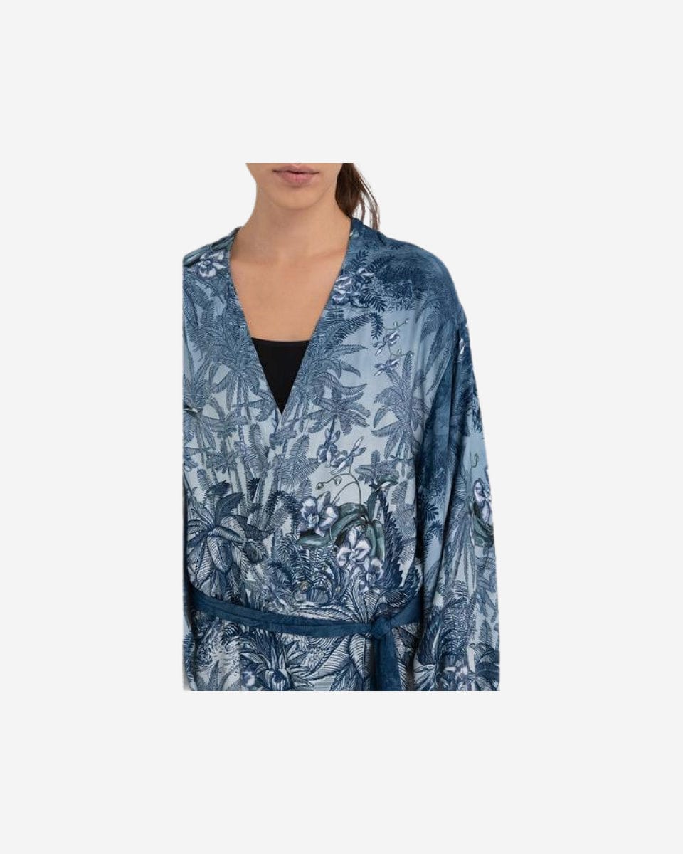 Printed Kimono Dress In Viscose Satin