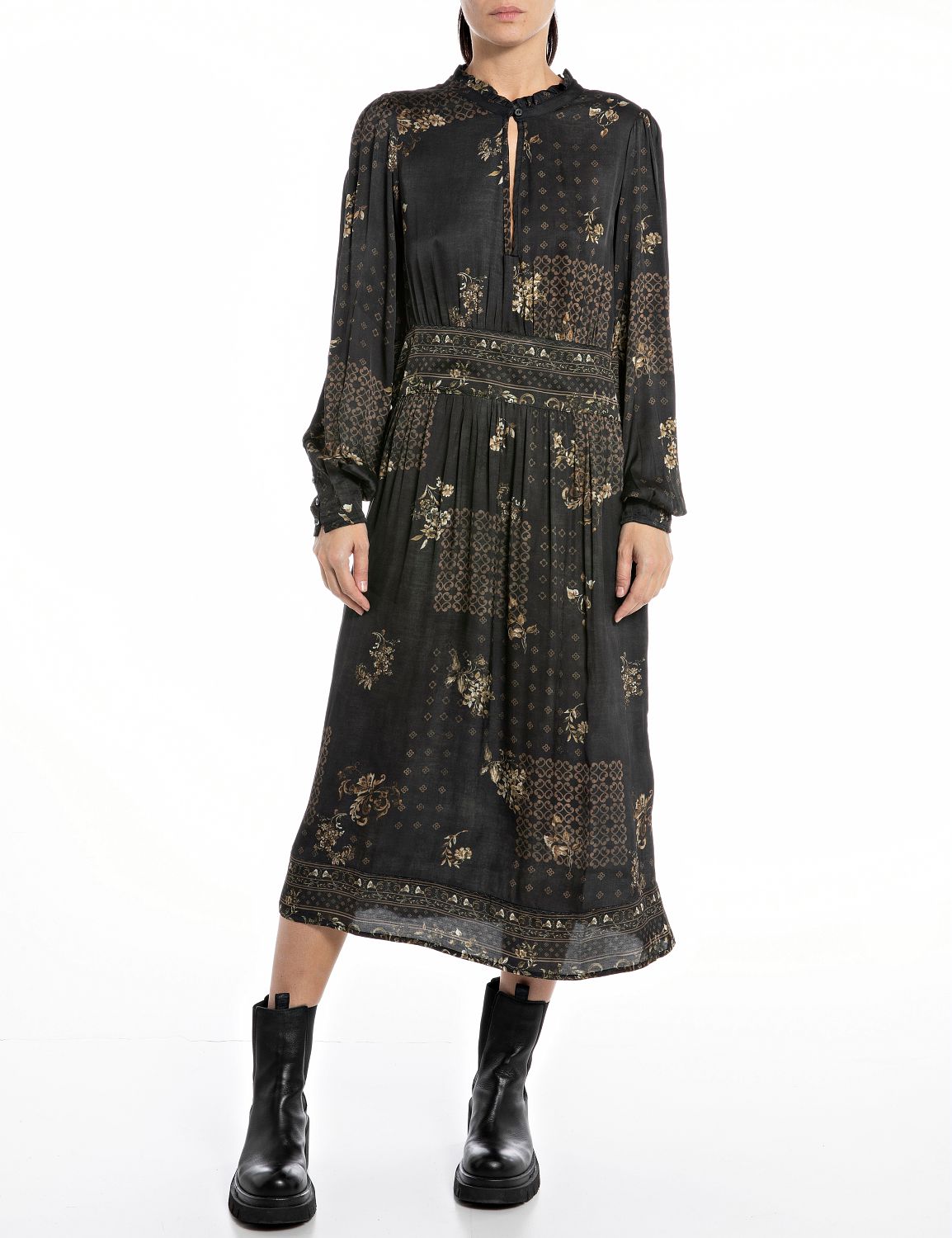 Vestito Lungo In Viscosa Stampa All-Over