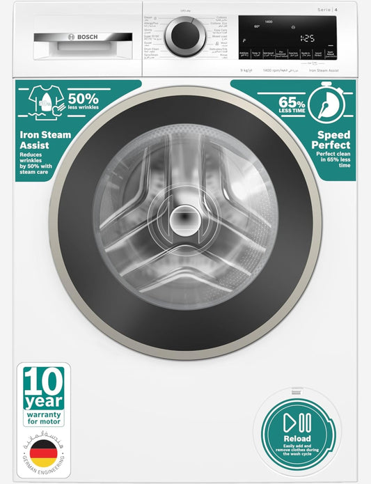 Bosch Front Load Washing Machine, WGA14400GC, 9kg, 1400RPM, Touch Control, White German Engineering – WGA14400GC