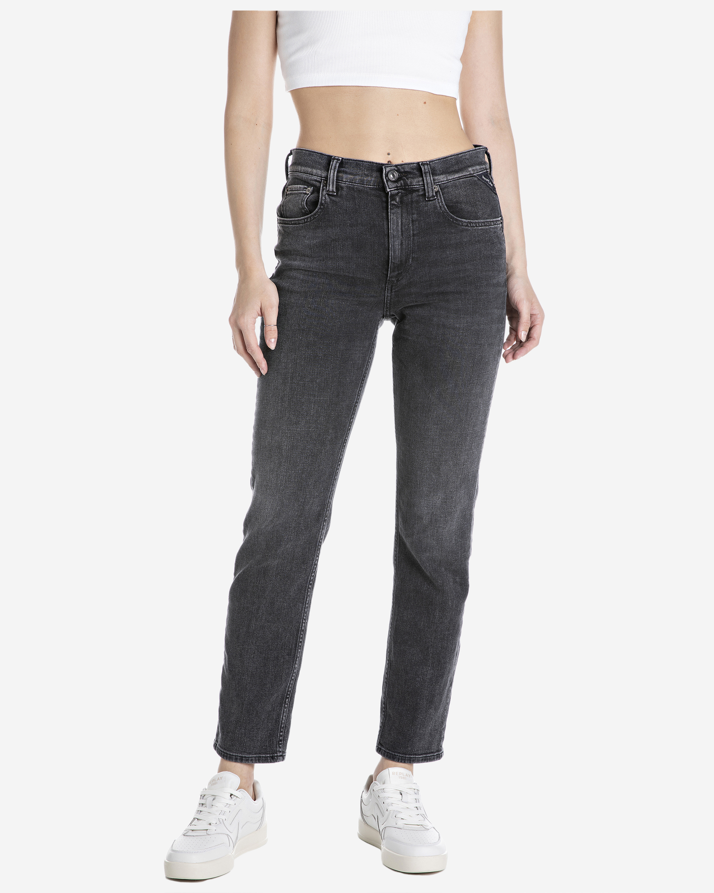 Replay Maijke Straight-Fit Jeans - Black Delave