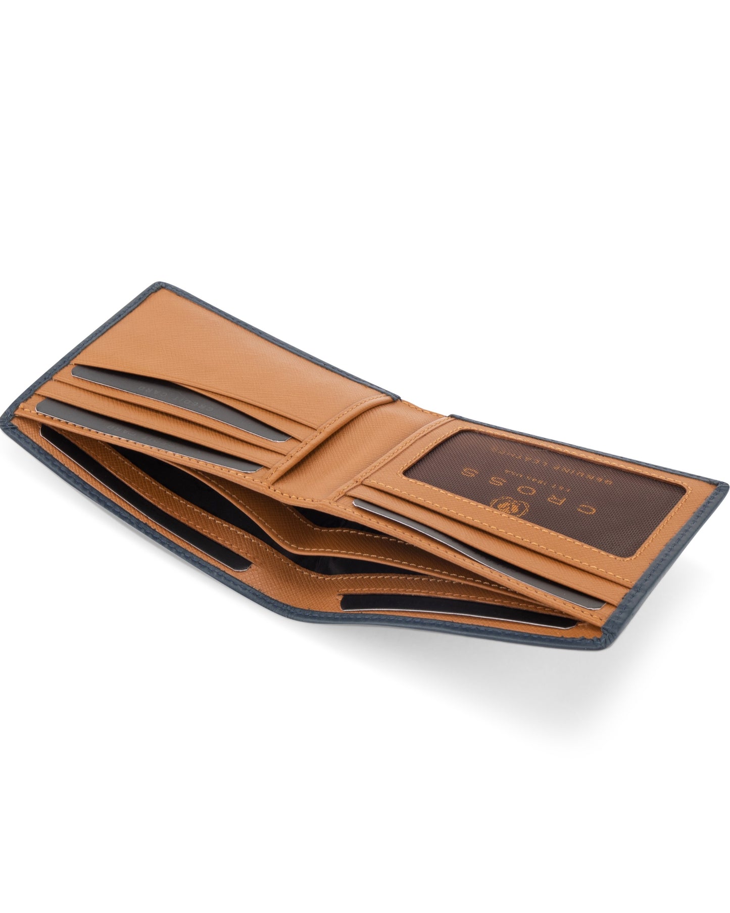 Cross Soft Grain Leather Two-Tone 8Cc Bifold Wallet - Blue/Mocha