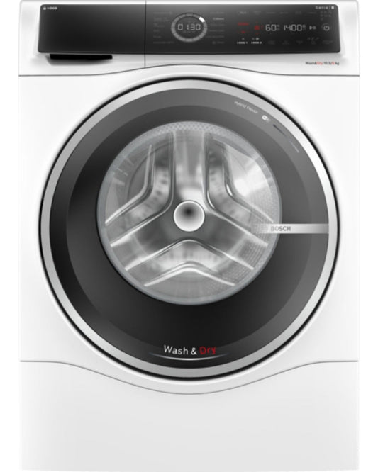 Bosch Series 8 Washer Dryer, 10/6kg, Large LED display, 1400 RPM, White WNC254A0GC