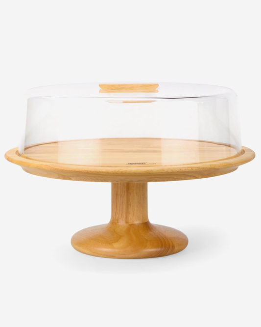 Billi Rubberwood Cake Dome with Glass Lid 32.5 cm