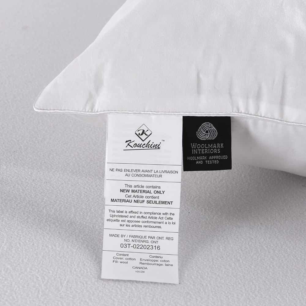Kouchini Australian Organic Wool Pillow Made In Canada (Queen Size) 50X75 Cm