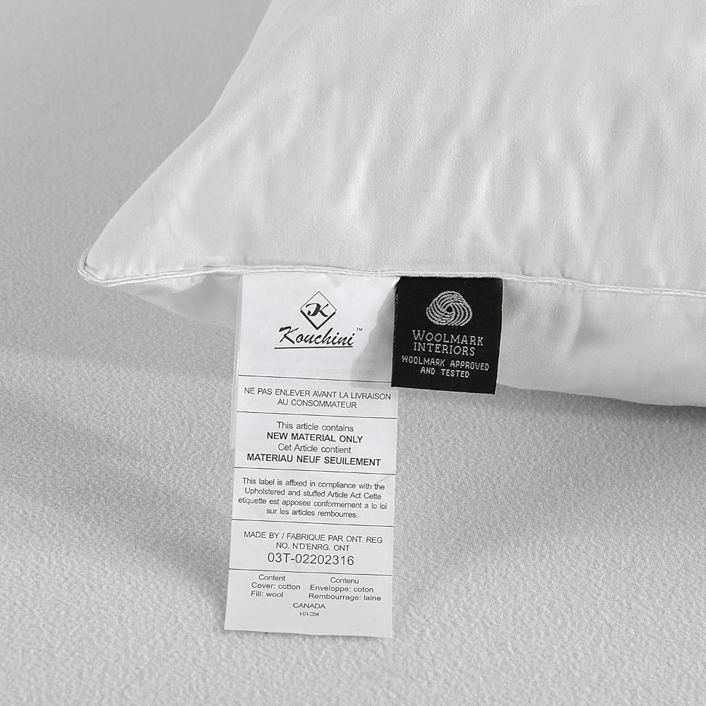 Kouchini Australian Organic Wool Pillow Made In Canada (Queen Size) 50X75 Cm