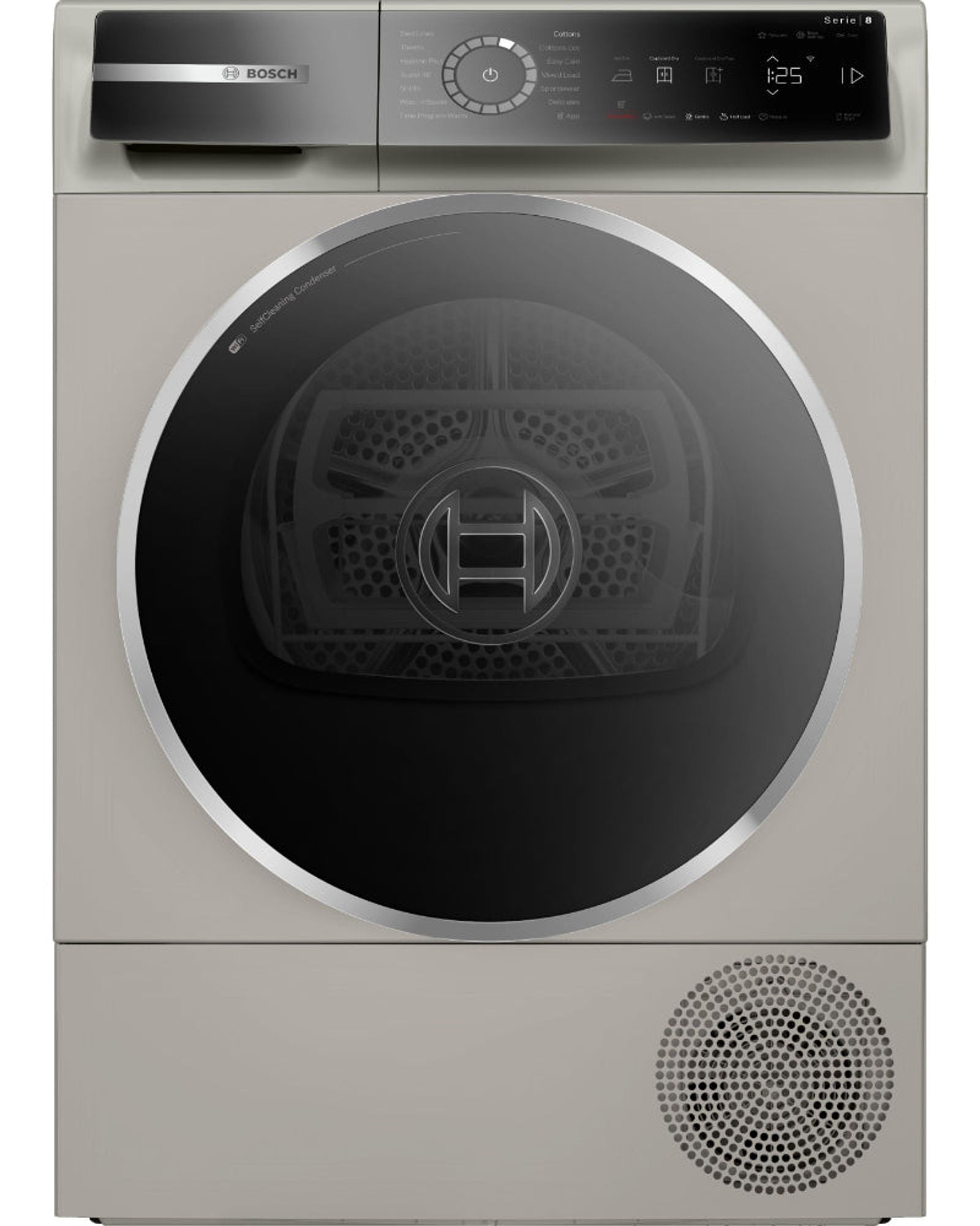 Bosch Series 8 Free-Standing Heat Pump Dryer 9 kg, EcoSilence Drive, Touch Dial, Silver inox WQB245BXGC