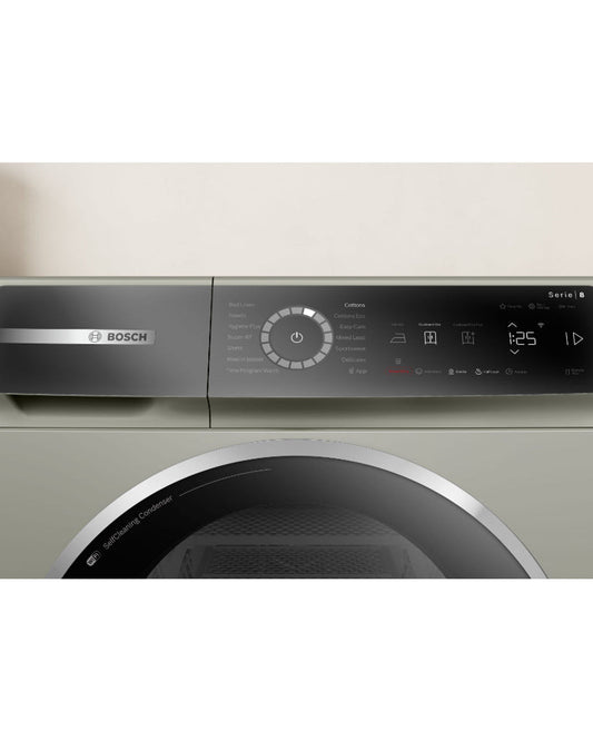 Bosch Series 8 Free-Standing Heat Pump Dryer 9 kg, EcoSilence Drive, Touch Dial, Silver inox WQB245BXGC