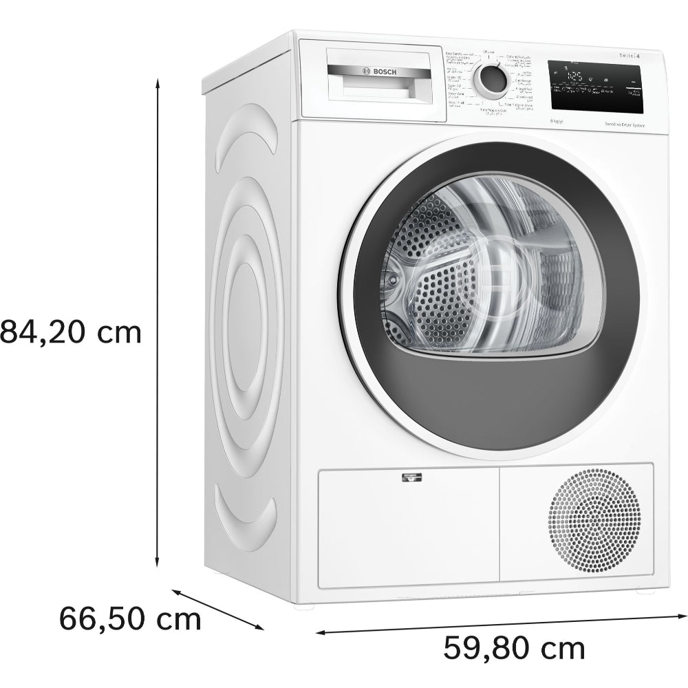 Bosch Series 4 Condenser Tumble Dryer 8 kg, AutoDry Technology  - WTN86201GC White