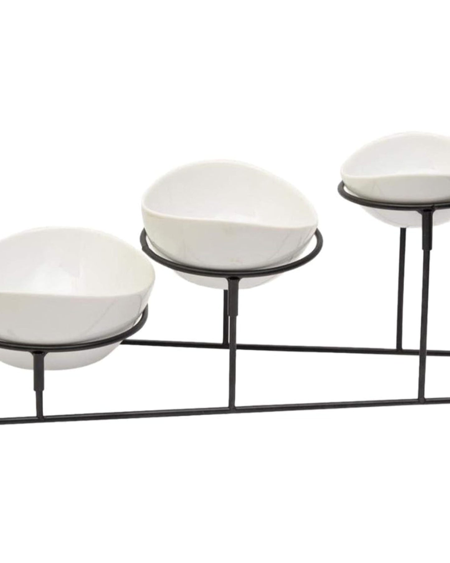 Shallow White Porcelain 3-Tier Serving Bowls, Elegant Multi-Tiered Serving Set for Snacks, Fruits, Desserts & More