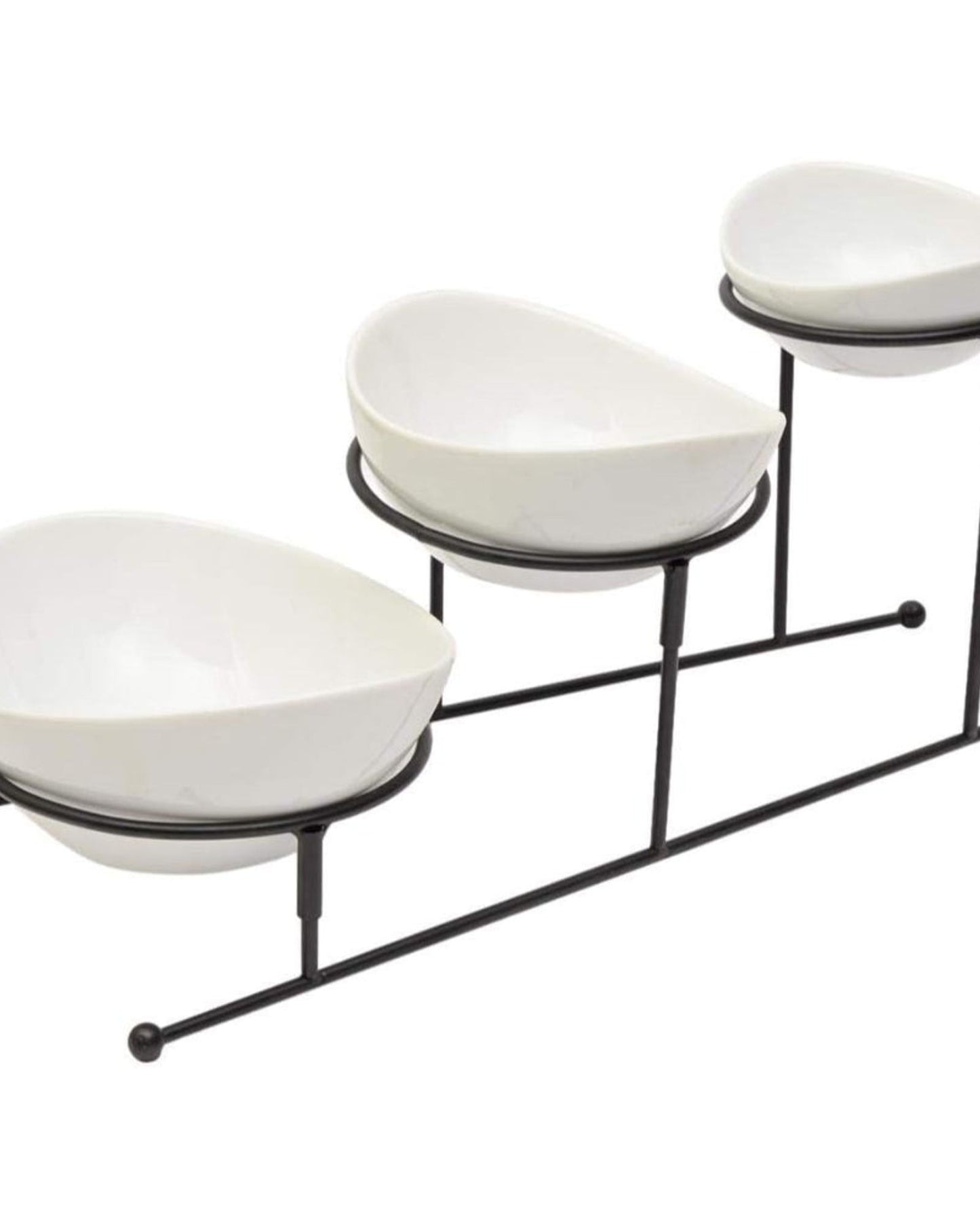 Shallow White Porcelain 3-Tier Serving Bowls, Elegant Multi-Tiered Serving Set for Snacks, Fruits, Desserts & More