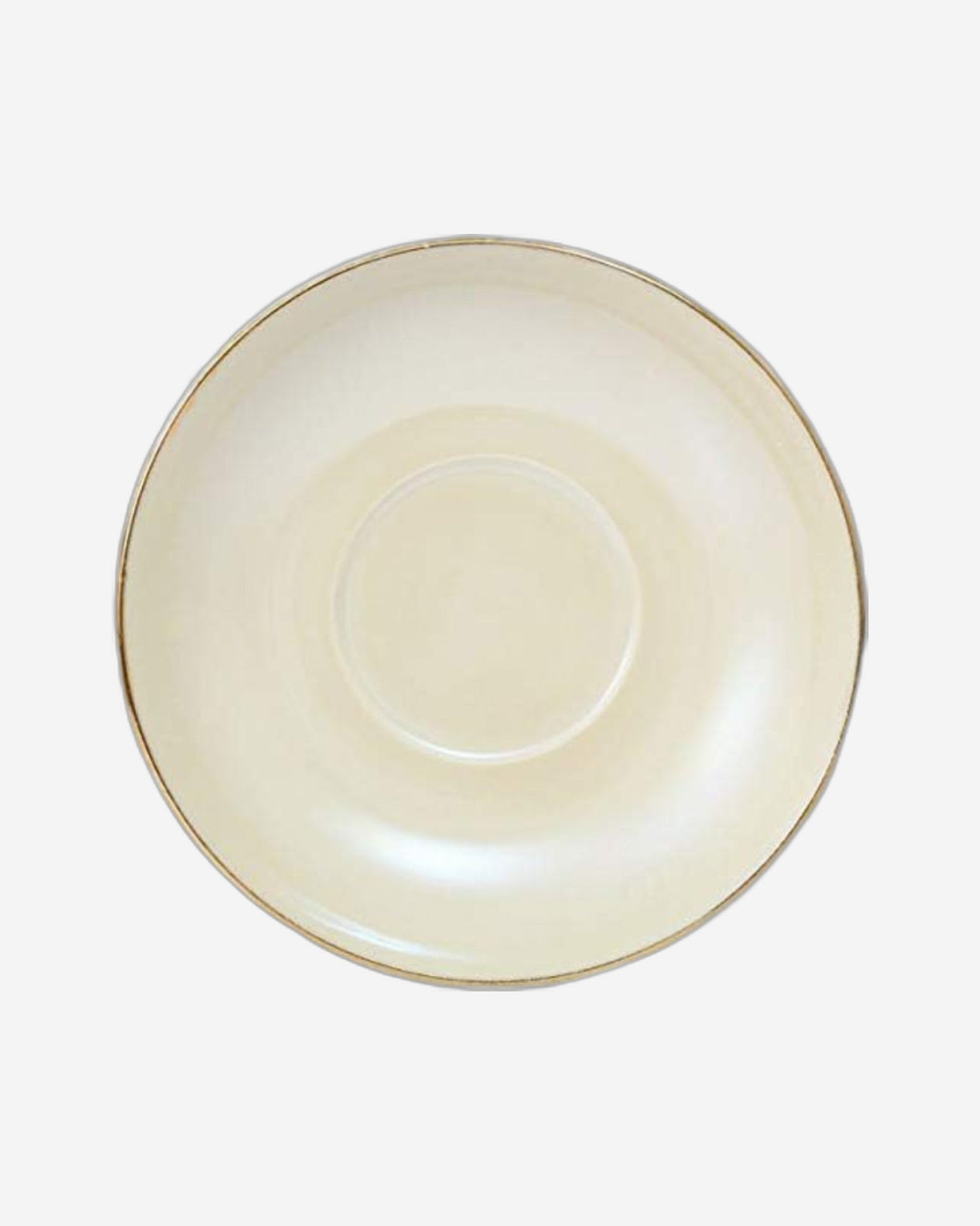 Shallow Bone China Istikan Cups and Saucers Set, Beige/Gold, 12 Pieces, Elegant Tea Set for 6 People