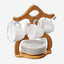 Shallow Porcelain Coffee Set with Bamboo Stand, 90ml, Elegant Coffee Cups and Saucer Set for Espresso, Tea, and More
