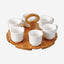 Shallow Tea Set with 6 Porcelain Cups, Bamboo Saucers & Stand, 180ml, Elegant Tea Set for Serving, Tea Parties & More