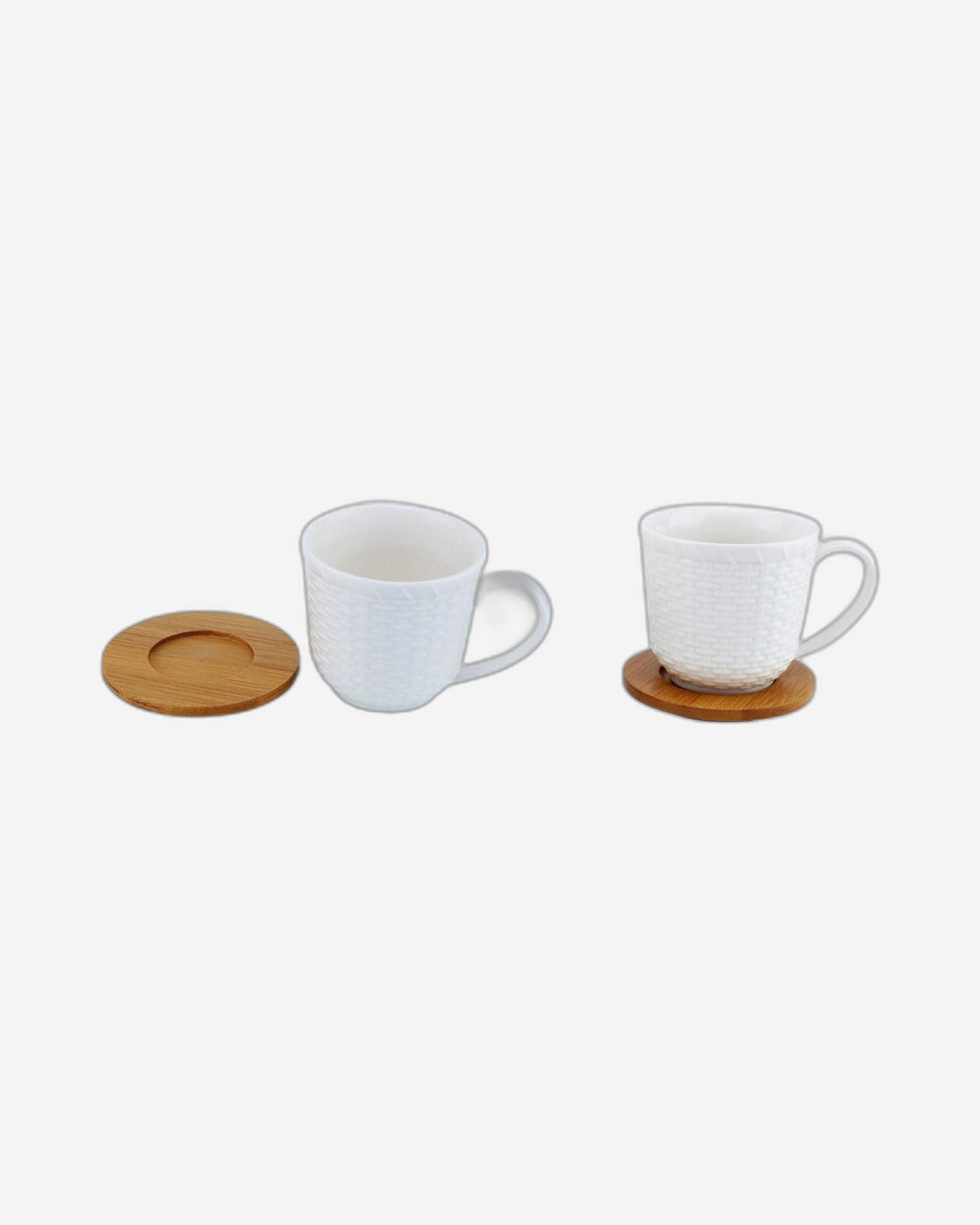 Shallow Tea Set with 6 Porcelain Cups, Bamboo Saucers & Stand, 180ml, Elegant Tea Set for Serving, Tea Parties & More
