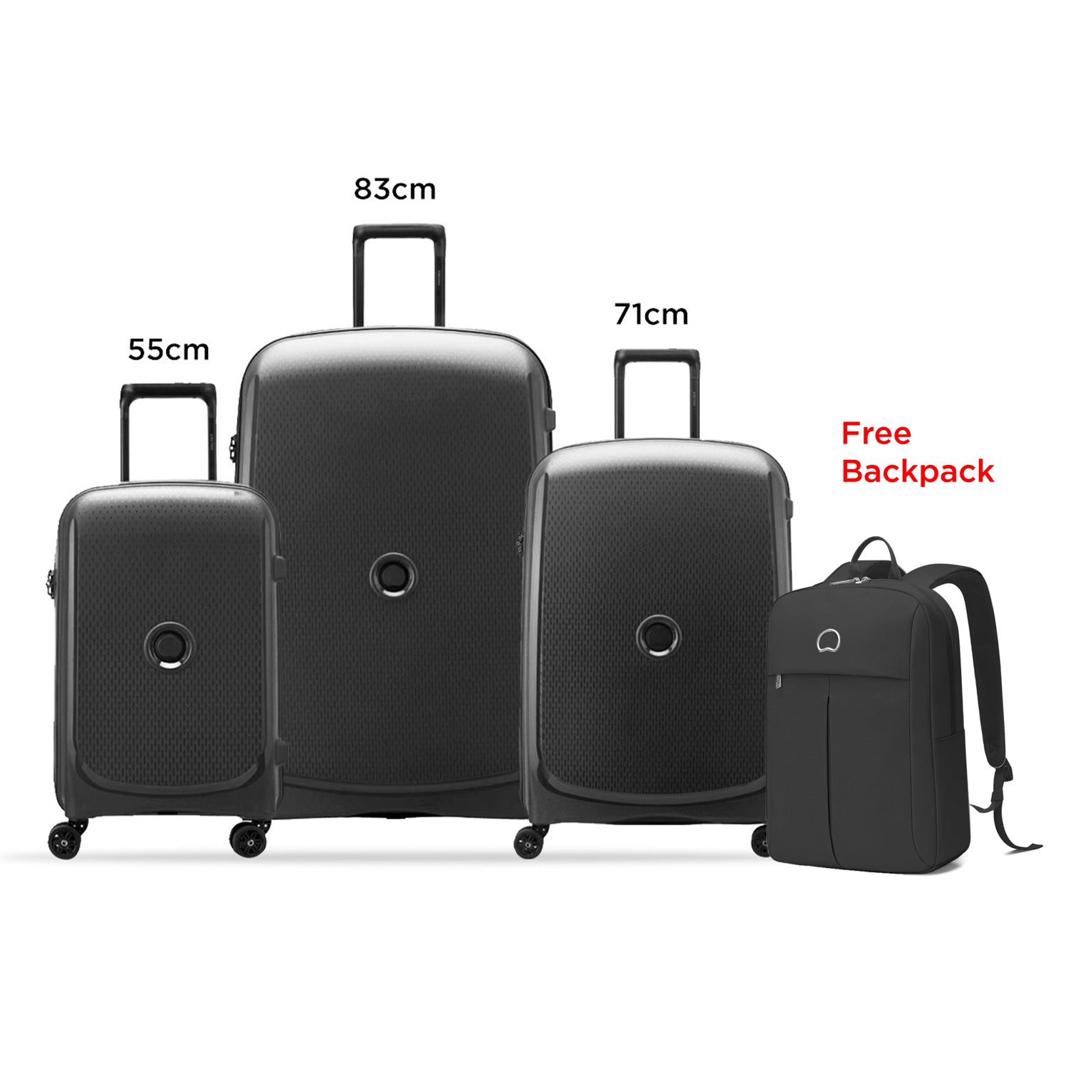 Delsey Paris Belmont Plus Non Expandable  3Piece Luggage Set + Free  Agreable Backpack