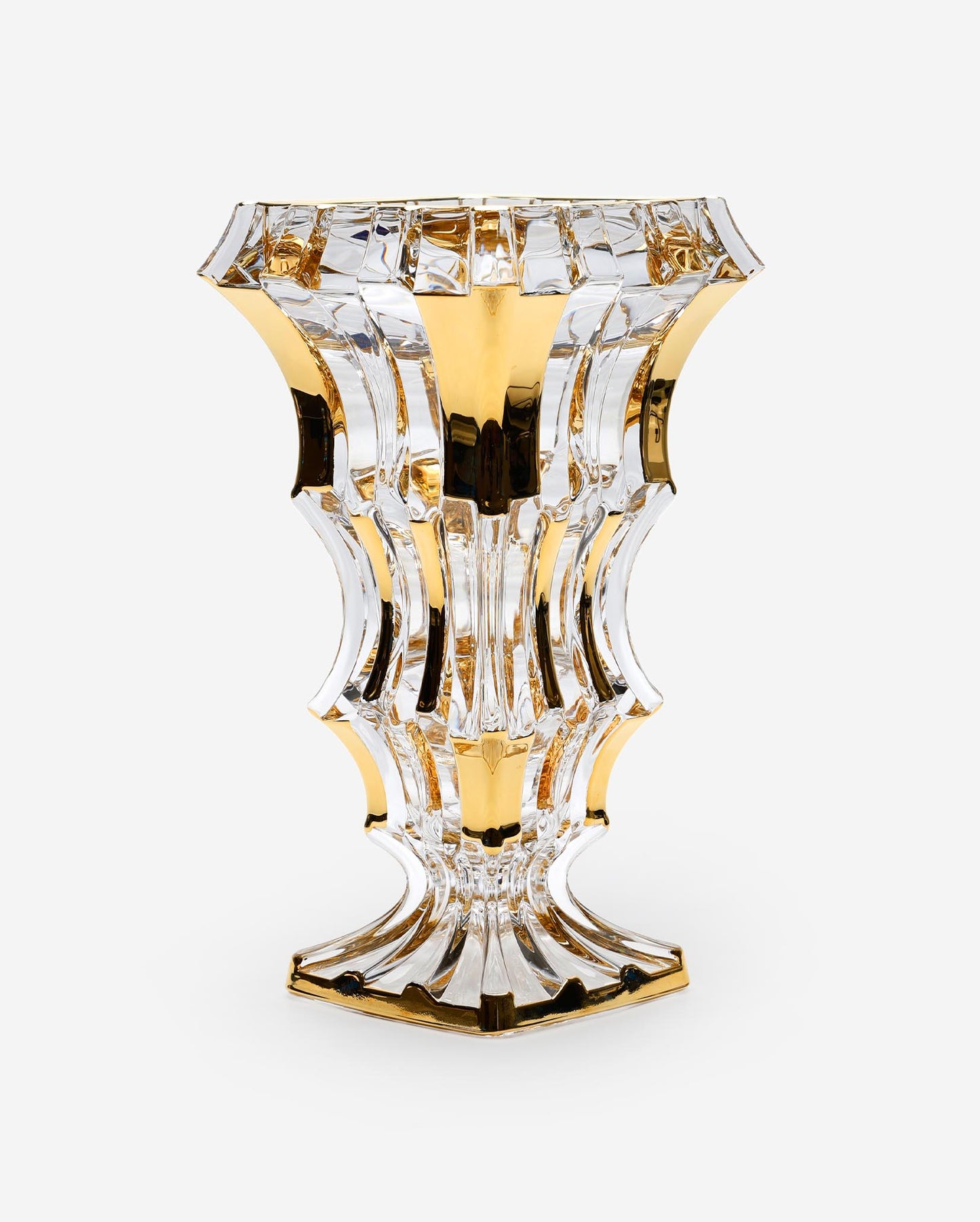 Che Crystal Bohemia Cascade Vase Non Lead With Gold
