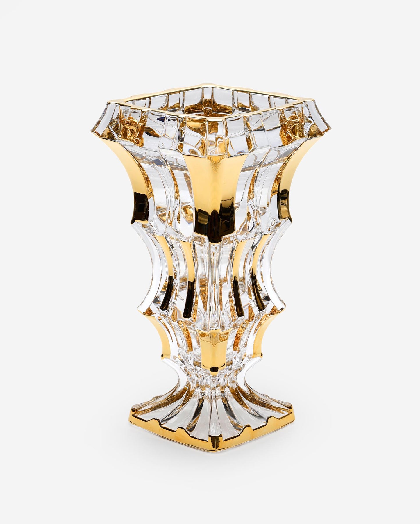 Che Crystal Bohemia Cascade Vase Non Lead With Gold