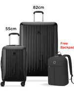 Delsey Paris Christine 55+82Cm Hardcase 4 Double Wheel Expandable Cabin & Check-In Luggage Trolley Set Klein Blue + Free  Agreable Backpack