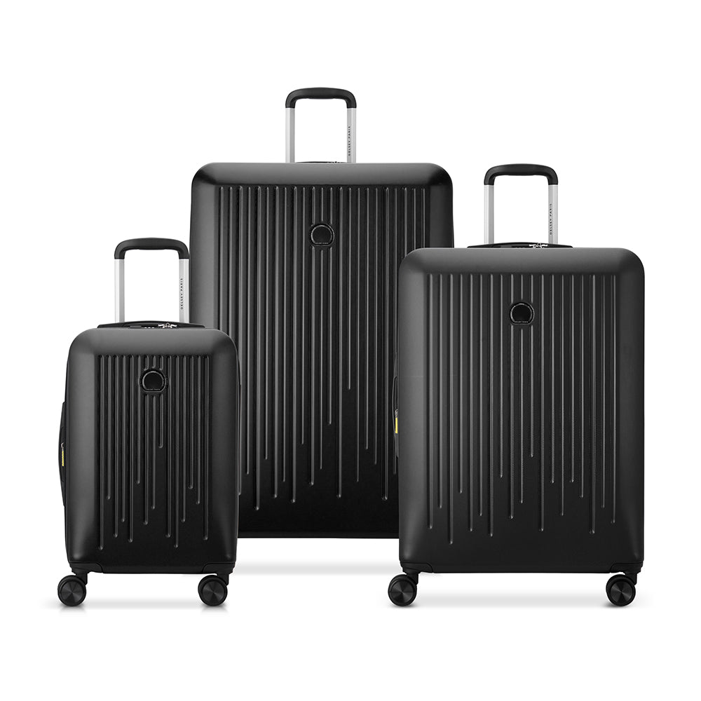 Delsey Paris Christine 3Piece SET 55+70+82cm Hardcase 4 Double Wheel Expandable Cabin & Check-In Luggage Trolley Set