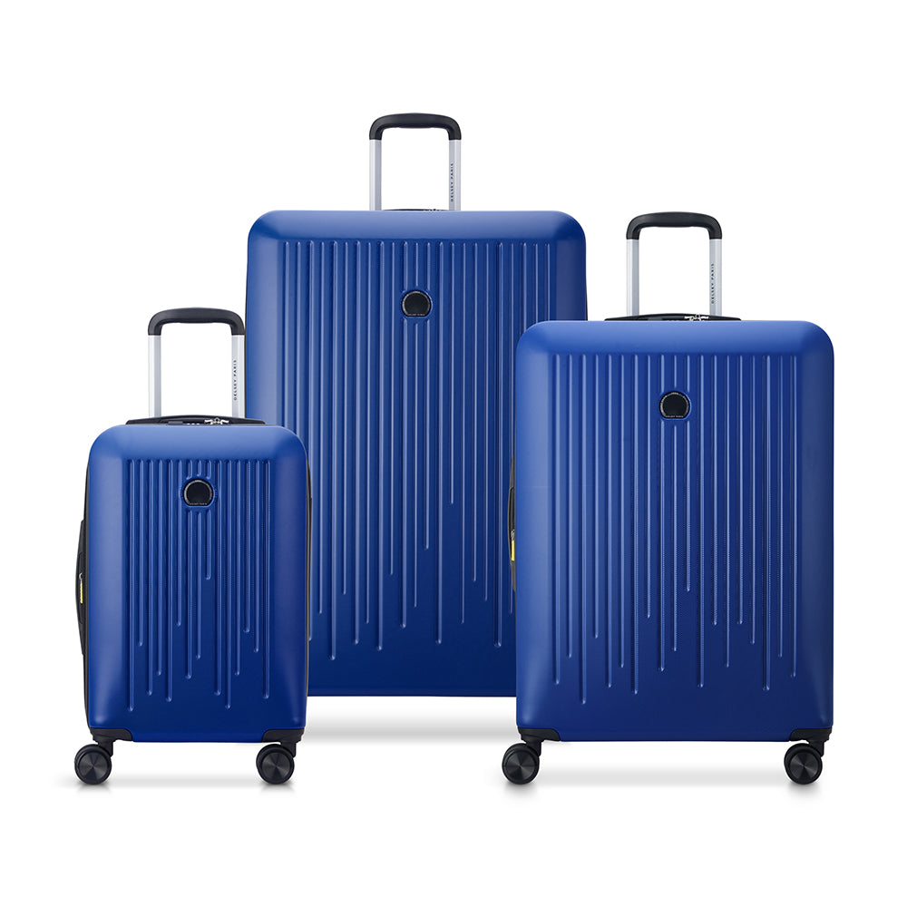 Delsey Paris Christine 3Piece SET 55+70+82cm Hardcase 4 Double Wheel Expandable Cabin & Check-In Luggage Trolley Set
