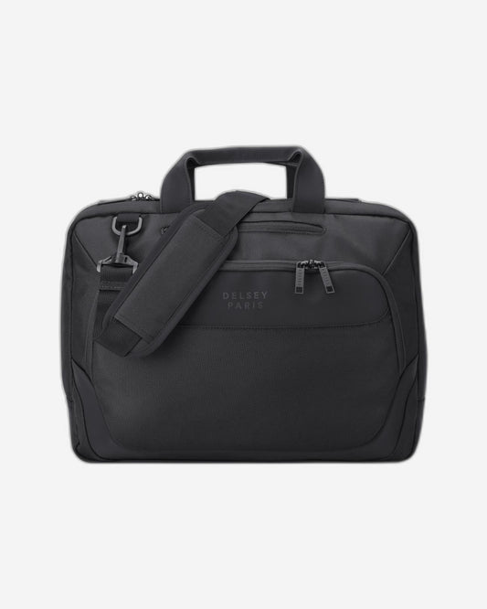 Delsey Paris Parvis Plus 2 Compartment PC Protection Satchel - Black - 00394416100 BLK